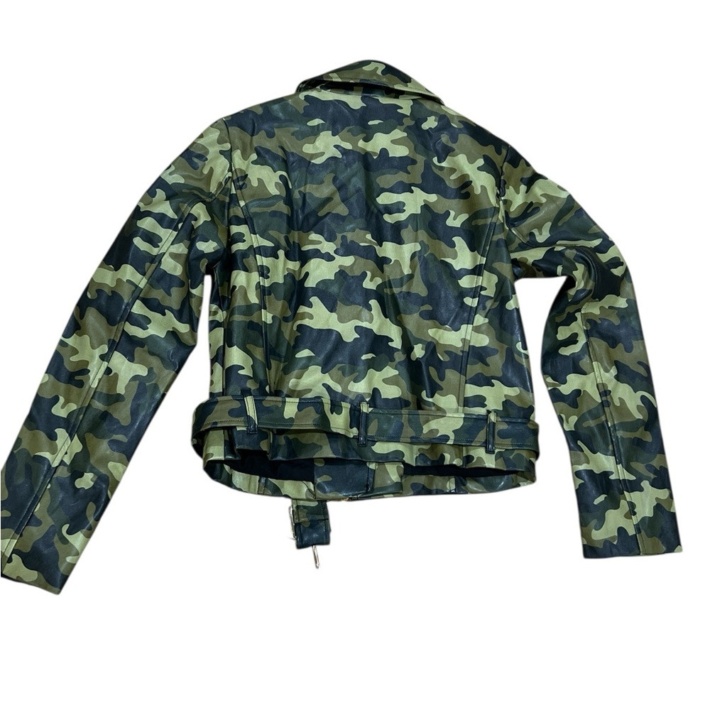 Michael Kors Camouflage Women Faux Leather Jacket Size S NWT - Picture 2 of 6